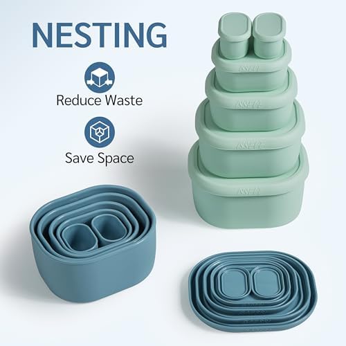 ISSEVE 12Pcs/Set Nesting Silicone Food Storage Containers with Lids - Image 3