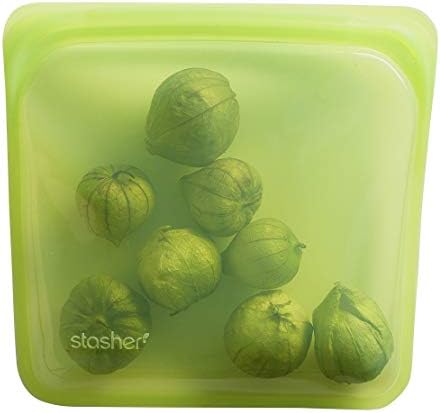 Stasher Silicone Reusable Storage Bag, Sandwich Bag, Reusable Freezer Bags, Microwave, Dishwasher, Oven Safe, Sous Vide, Premium Lunch Container, Eco Friendly, Leak-free Food Storage Bags, 28 oz, Lime by Stasher
