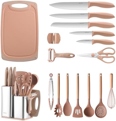 RAXCO Utensil Sets,18-Piece Silicone Cooking Utensils and Knife Set,Mousse by RAXCO