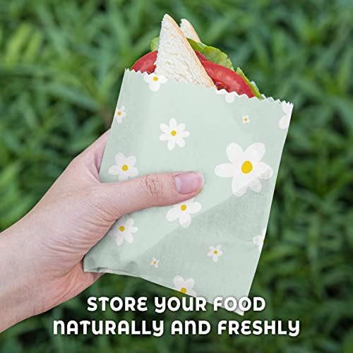 Akeeko Reusable Beeswax Food Wraps - Assorted 9 Packs, Reusable, Plastic-Free Food Storage, 5 Small, 2 Medium, 1 Large, 1 Extra Large Wraps with Boho Flowers Pattern - Image 5