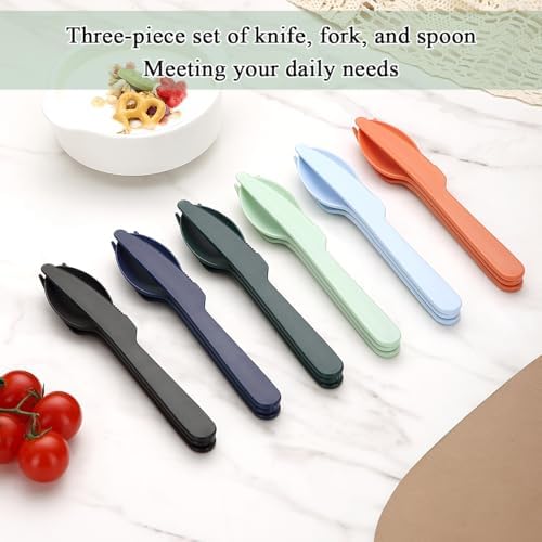 Evanda Travel Utensils Set for 6, Reusable Plastic Knife Fork Spoon Snapped Together for Easy Portability and Save Space, Silverware Cutlery Utensils Set for Work, Camping, Picnic, Gadgets, Lunch Box - Image 4