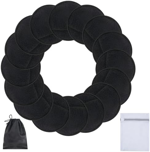 SUNLAND Reusable Makeup Remover Pads,Round 3.15inch,16 Pack,Black by SUNLAND