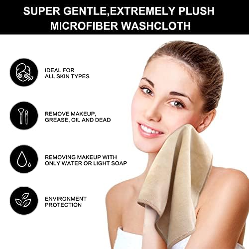 SINLAND Microfiber Facial Cloths Fast Drying Washcloth 12inch x 12inch (2pack, Cream) - Image 5