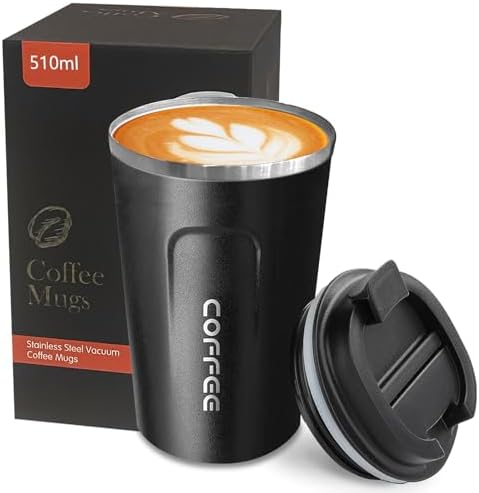 Insulated Travel Coffee Mug, Stainless Steel Coffee Cup with Leakproof Lid by YINBAOGE