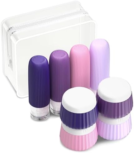 Mrsdry Travel Bottles 8 Pack, TSA Approved 3 oz Toiletries Containers, Leak Proof Silicone Squeezable Essentials Jars with Clear Bag by Mrsdry