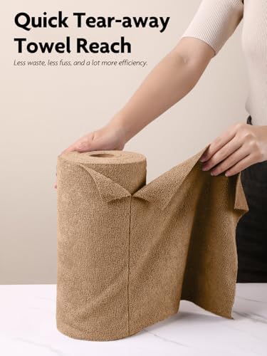 Fantasticlean Microfiber Cleaning Cloth Roll- 60 Sheets,12"x12"(Tan, Beige) - Image 2