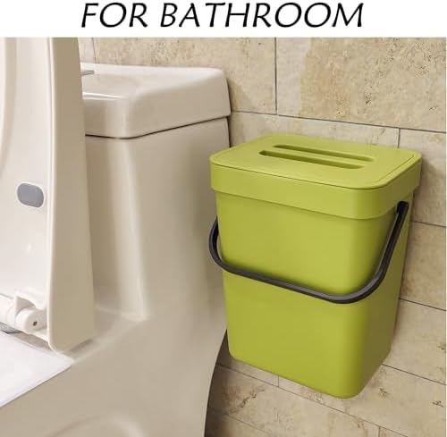 stonespace Small Cabinet Door Trash Can with Lid, 1.3Gal, Green - Image 5