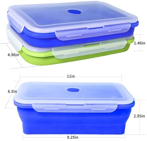 82.8oz Extra Large Collapsible Silicone Food Storage Containers with Lids, 2 Pack Meal Prep Bento Lunch Boxes for Kitchen Office Travel Camping, Microwave Freezer Dishwasher Safe, BPA Free, - Image 2