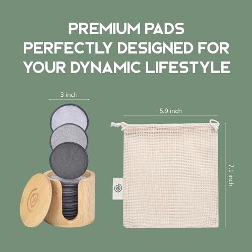 GREENZLA Reusable Makeup Remover Pads | 12 Pack | Bamboo Charcoal - Image 6