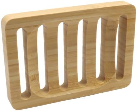 2 Pack Square Bamboo Wooden Soap Dishes, Shampoo Bar Holder with Self Draining Tray, Travel Soap Saver Case for Bathroom Kitchen Sink - Image 2