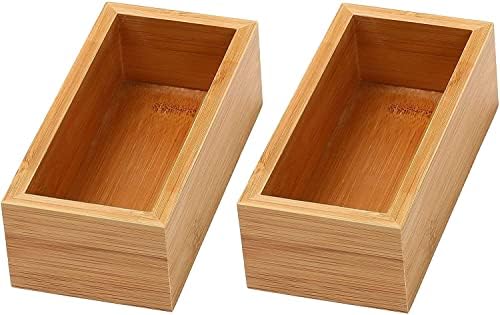 YBM Home Bamboo Drawer Organizer Storage Box for Kitchen Drawer, Junk Drawer, Office, Bedroom, Children Room, Craft, Sewing, and Bathroom, 2 Pack 3x6x2 inch by YBMHome