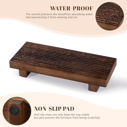 Bathroom Tray Farmhouse Decor Kitchen Soap Holder, 8.7" * 3.6" Walnut - Image 5