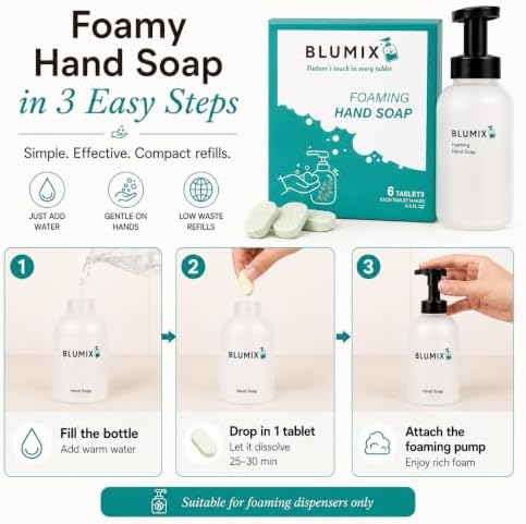 Foaming Hand Soap Refill Tablets, Concentrated Hand Soap Tablets, Just Add Warm Water, For Reusable Foaming Soap Dispensers (6 Count, Eucalyptus, Refill Only) - Image 2