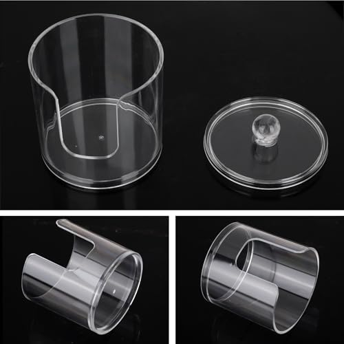 Tbestmax Plastic Cotton Round Holder and Dispenser, Clear Cotton Pads Storage Bathroom Canister Vanity Makeup Organizer - Image 4