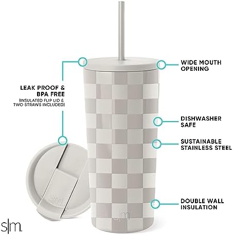 Simple Modern Iced Coffee Tumbler, Insulated | 20oz | Checkered - Image 2