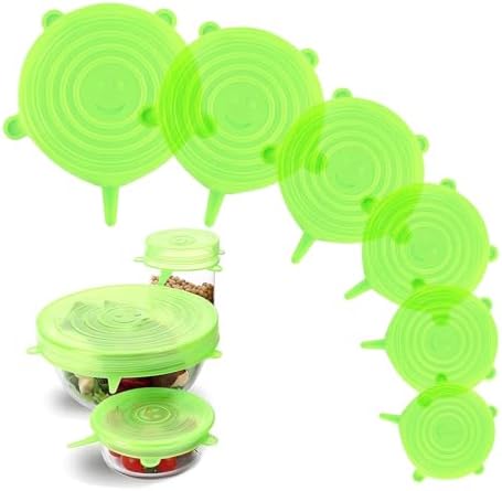 Silicone Stretch Lids – 6 Pack Reusable Food Covers,Flexible Silicone for Bowls, Containers, Fruits – Airtight & Leakproof Seal for Kitchen Storage(green) by Unknown