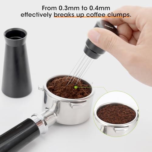 Aieve WDT Tool Espresso, Metal Distribution Tool with 10 x 0.4mm Stainless Steel Needles Espresso Stirrer, Coffee Distributor Aluminum Alloy Handle & Stand with 10 Extra needle - Image 4
