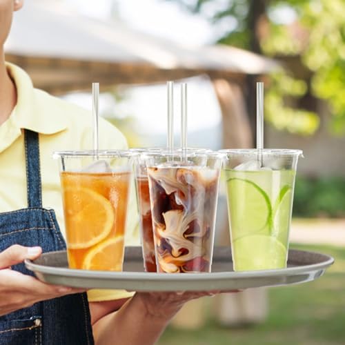 Dealusy 100 Pack - 24 oz Clear Plastic Cups with Lids and Straws - Image 7