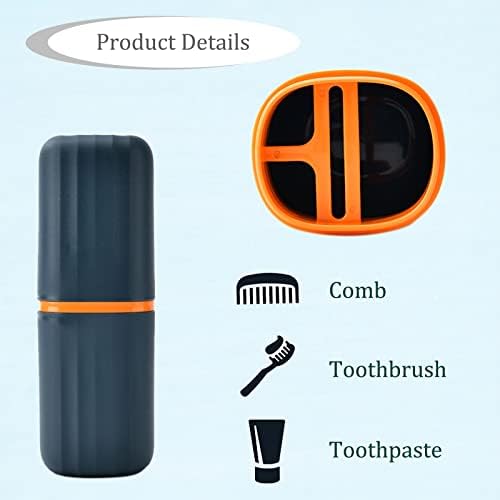 2Pcs Travel Toothbrush Cup Case, Portable Toothbrush Holder Case for Traveling, Camping, Business Trip and School, Plastic Toothbrushes Toothpaste Set with Two Colors (Navy blue and Lotus color) - Image 3