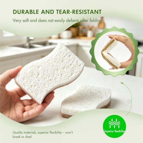 SetSail Natural Kitchen Sponges, 12 Pack Biodegradable Dish Sponges - Image 6