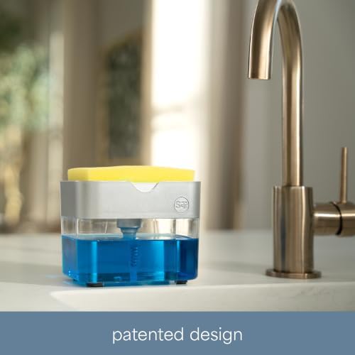 S&T INC. Dish Soap Dispenser and Sponge Holder, Silver - Image 5