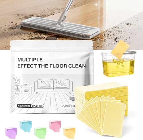 100pcs Multi-Surface Floor Cleaner Tablet, 2026 Upgraded Floor Cleaning Solution Tablets, Dissolvable Pre-Measured Deep Cleaning Cleaning Solution, for Tile & Vinyl Floors (Yellow) by SICOSPI