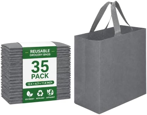 Reusable Grocery Bags 12.6 * 6.3 * 11.8 in - Non Woven Totes Bag with Reinforced Handles, Shopping Bags Bulk by Unknown