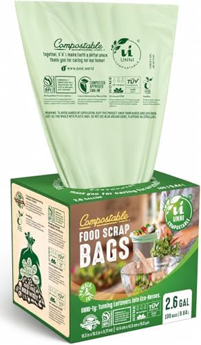 UNNI 2.6 Gallon Compostable Bags, 200 Count, 10 Liter, Extra Thick 0.71 Mil by UNNI