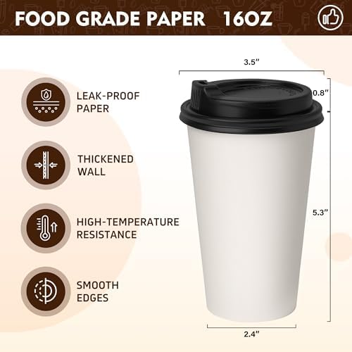 YEEHAW 16 oz Disposable Coffee Cups with Lids 100 Pack - Image 2