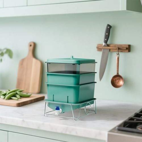3-Tray 15L Worm Compost Bin,Indoor Composter for Kitchen Food Waste - Image 6