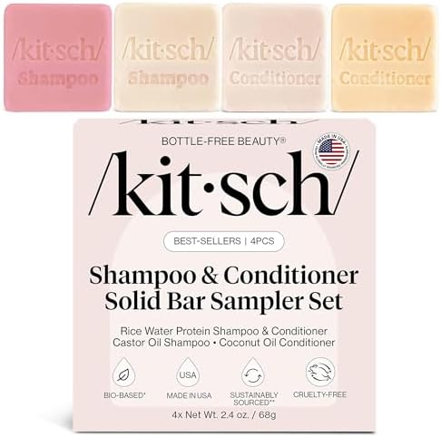 Kitsch Shampoo and Conditioner Set - 4pc Sampler Bars for Hair Growth by Kitsch