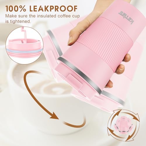 KETIEE 12oz Travel Mug, Insulated Coffee Cup with Leakproof Lid - Image 5