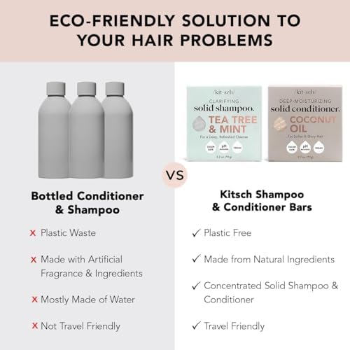 Kitsch Tea Tree Shampoo Bar & Coconut Oil Conditioner Bar – 2 pcs - Image 5