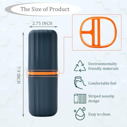 2Pcs Travel Toothbrush Cup Case, Portable Toothbrush Holder Case for Traveling, Camping, Business Trip and School, Plastic Toothbrushes Toothpaste Set with Two Colors (Navy blue and Lotus color) - Image 2