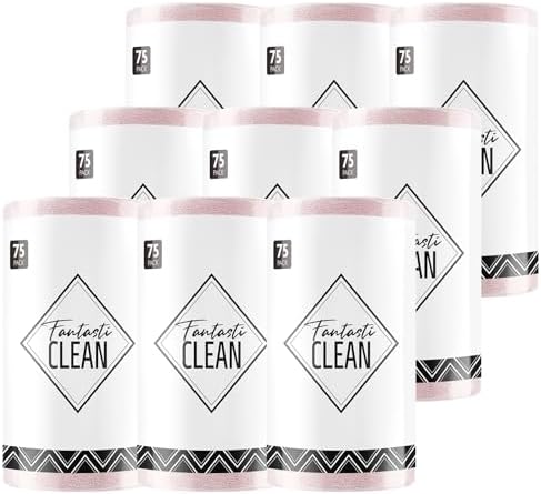 Fantasticlean Microfiber Cleaning Cloth Rolls- 675 Sheets (9 Rolls of Pink) by Fantasticlean