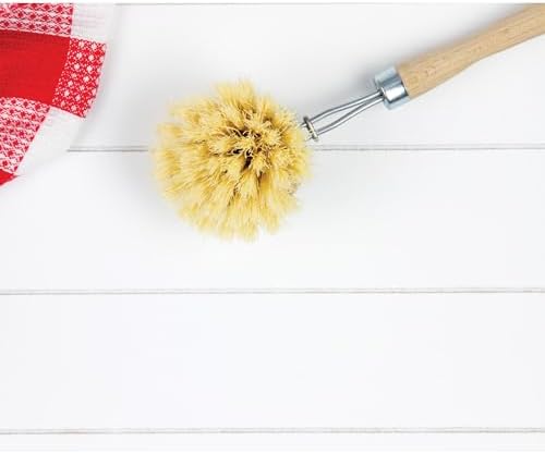 HIC Kitchen Natural Bristle Veggie and Dish Scrub Brush, Non-Scratch Natural Tampico Bristles with Wooden Handle - Image 7