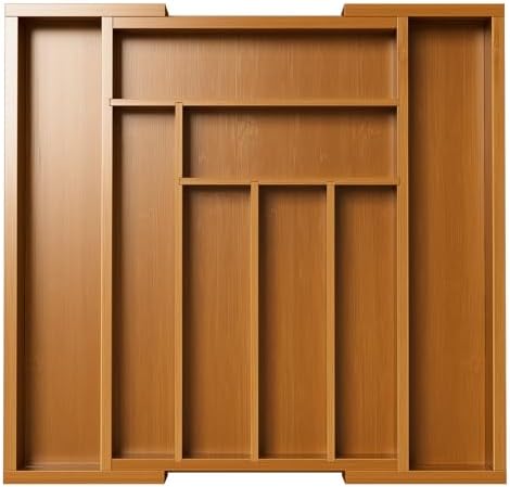 Pipishell Bamboo Expandable Silverware Drawer Organizer, Brown, Medium by Pipishell
