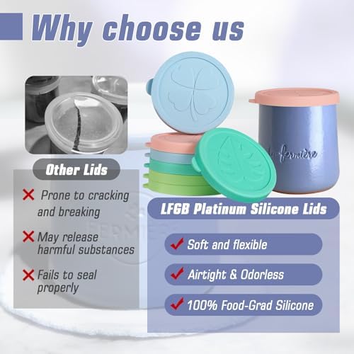 Yogurt Jar Lids for La Fermiere, 8 Pack LFGB Platinum Silicone Covers, Snug Fit Reusable Replacement Lids, Dishwasher Safe - Image 3
