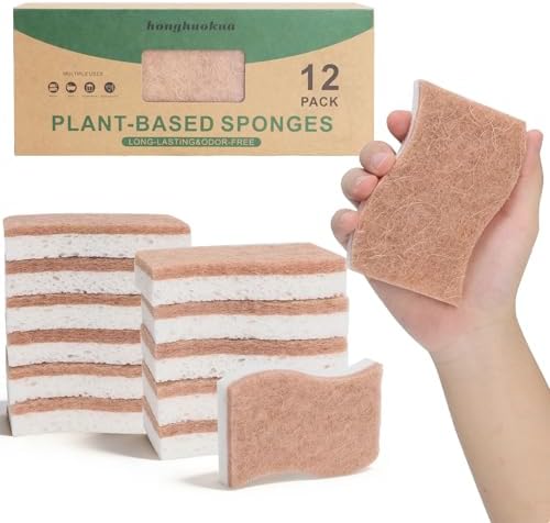 Sponges Kitchen – 12-Pack, Natural sponges for Dishes S-Shaped Dual-Layer for Pots, Pans, Tableware, Durable & Comfortable Grip for Everyday Cleaning by Unknown