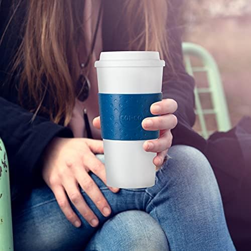 Copco Acadia 16 oz Travel Mug - Insulated Reusable Coffee Tumbler with Double-Walled Plastic, Leak-Proof Lid, BPA-Free - Portable Mug for Hot & Cold Drinks, Cup Holder Friendly (Blue) - Image 2