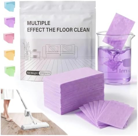 Floor Cleaning Tablets Multi-Surface Cleaner, Cleaning Sheets Water Soluble Floor Cleaner for Mopping for Hardwood, Laminate Floors, Wall Tiles, Glass, Robot Vacuum (Purple,200) by Unknown