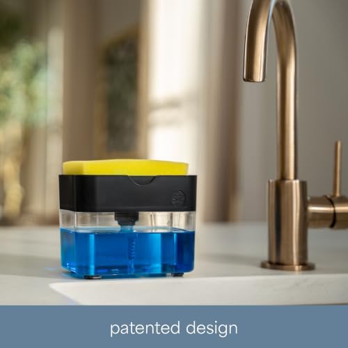 S&T INC. Dish Soap Dispenser and Sponge Holder, Matte Black - Image 5