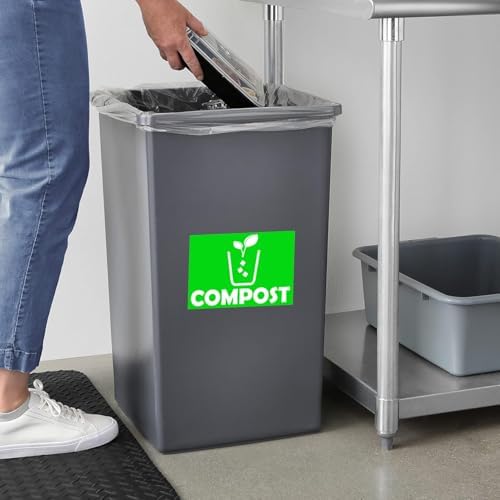 Trash Recycle Compost Stickers Set of 3 Recycle Sticker Vinyl Decal for Recycle Bin, Compost Bin, Trash Can Symbol to Organize Garbage containers Trash Can (Compost Green, 10x7inch) - Image 3