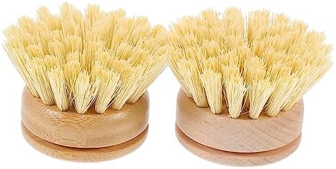 CALLARON 2PCS Kitchen Cleaning Brush Set Bamboo Pot Brush Replaceable Beech Wood Head for Dishes and Cookware for Kitchen Sink Cleaning by StylishBagToCreateYourStyle