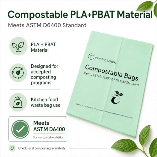 Compostable Trash Bags 6 Gallon, 50 Count Kitchen Food Waste Bags - Image 6