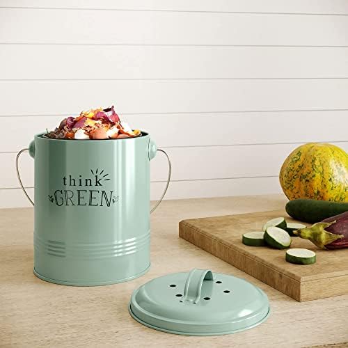 Barnyard Designs 1.2 Gallon Kitchen Counter Compost Bin with Lid (Mint) - Image 7