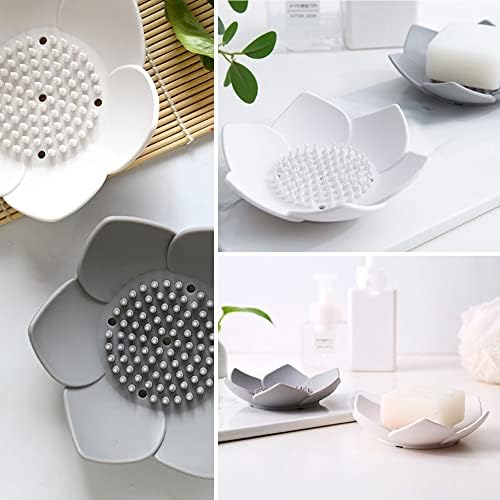 2 Pack Silicone Soap Tray Dishes Soap Holder Saver Draining Bathroom Shower Sink Bathtub - Image 2