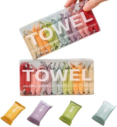 28 Pack Compressed Towels, Disposable Camping Towels, Compact by FIEIKBYY