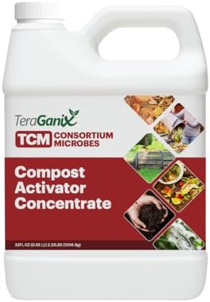 TeraGanix Compost Accelerator (1 Bottle = 22 Gallons), Reduce Odors, Liquid Compost Starter Concentrate, Reduce Composting Time, USDA Organic, 1 Quart (32 fl oz) by Teraganix