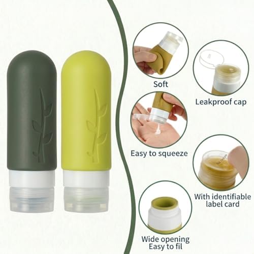 DEPOZA Travel Bottles Kit (16 Pack) - TSA Approved, Leak Proof Silicone Squeezable Containers for Toiletries. Complete Set with Jars, Sprayers & Bag (M-Green) - Image 4